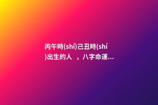 丙午時(shí)己丑時(shí)出生的人，八字命運(yùn)如何？